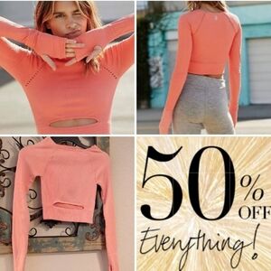 Free Movement Coral LS Crop Workout Top. Excellent Condition NWOT Size XS